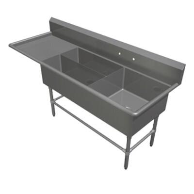 John Boos 43PBPS3224-1D24L Three Compartment Sink 