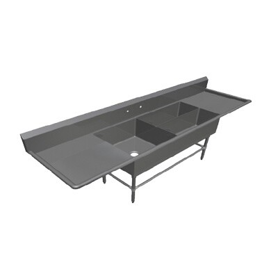 John Boos 43PBPS32244-2D30 Three Compartment Sink 