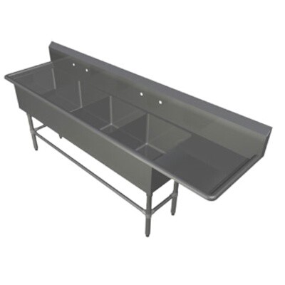 John Boos 44PB24-1D30R Four Compartment Sink 