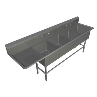 John Boos 4PB24-1D24L Four Compartment Sink 