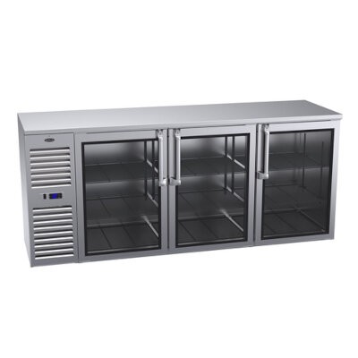 Krowne BS84-SS-G - Back Bar Cooler, three-section, 84'W, stainless steel frame glass doors 