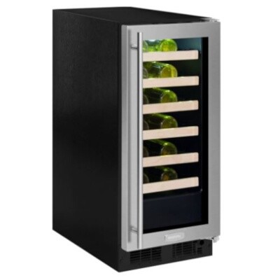 Marvel MLWC215SG01A - 15' Single Zone Wine Refrigerator, Stainless Steel, Glass Door 