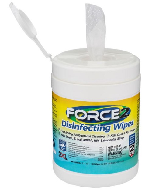Texon Towels 2XL407 - Force2 Disinfecting Wipes, 220 Count Canisters 