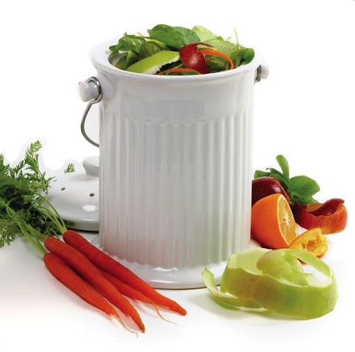 Norpro 93 - Ceramic Compost Crock, White, 1G 