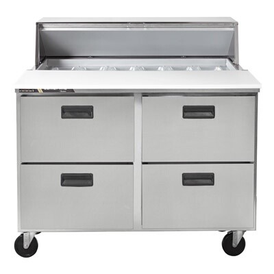 Traulsen CLPT-4818-DW - Mega Top Prep Table, two-section, 48' W, (18) 1/6 pan, (4) drawers 