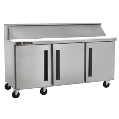 Traulsen CLPT-7220-SD-RRR - Sandwich Prep Table, three-section, 72' W, (20) 1/6 pan, (3) right hinged doors 