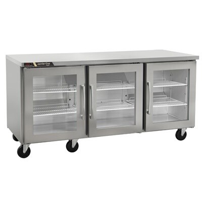 Traulsen CLUC-72R-GD-LRR - Undercounter Refrigerator, three-section, 72' W, (1) left & (2) right hinged glass doors 