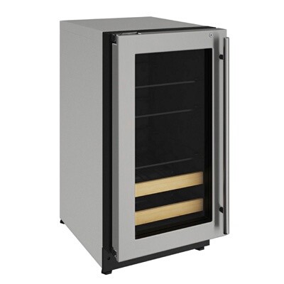 U-Line U-2218BEVS-15A - Undercounter Refrigerator, 17-3/4'W, 3.4 cu. ft., (1) left hinged glass door 