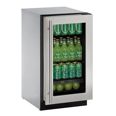 U-Line U-2218RGLS-00B - Undercounter Refrigerator, 17-3/4'W, (1) glass door 