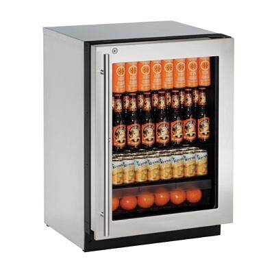 U-Line U-2224RGLS-15B - Undercounter Refrigerator, 23-5/8'W, (1) glass door 