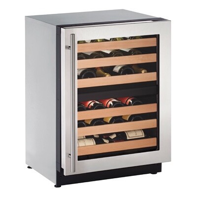 U-Line U-2224ZWCS-00B - Wine Refrigerator, 23-5/8'W, (1) field reversible glass door 