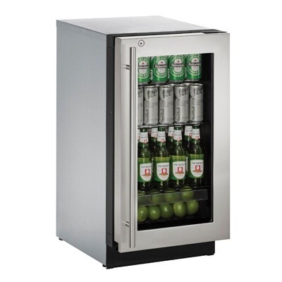 U-Line UHBV518-SG41A - Undercounter Refrigerator, 17-3/4'W, (1) right hinged glass door, stainless steel exterior 
