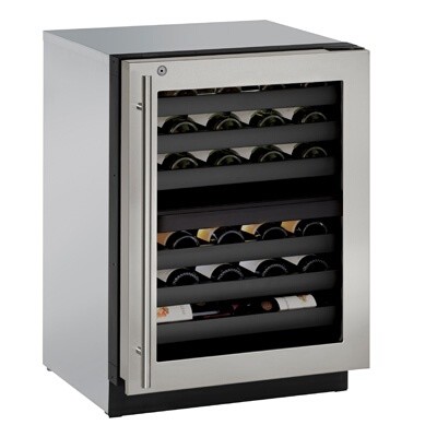 U-Line UHWC524-SG41A - Wine Captain Refrigerator, 22-5/8'W, (1) right hinged glass door, stainless steel exterior 