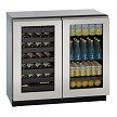 U-Line U-3036BVWCINT-00B - Dual Temp Undercounter Refrigerator, 35-1/2'W, (2) glass doors 