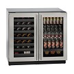 U-Line U-3036BVWCS-00B - Dual Temp Undercounter Refrigerator, 35-1/2'W, (2) glass doors 