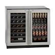 U-Line U-3036BVWCS-13B - Dual Temp Undercounter Refrigerator, 35-1/2'W, (2) glass doors 