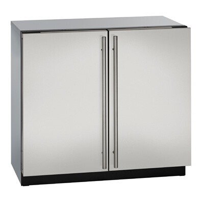 U-Line U-3036RRS-00B - Dual Temp Undercounter Refrigerator, 35-1/2'W, (2) solid doors 