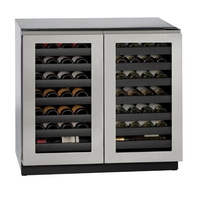 U-Line U-3036WCWCINT-00B - Wine Refrigerator, 35-7/16'W, 7.0 cu. ft., (2) glass doors 