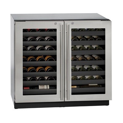 U-Line U-3036WCWCS-13B - Wine Refrigerator, two-section, 35-7/16'W, (2) glass doors 