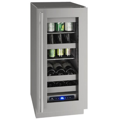 U-Line UHBV515-SG01A - Undercounter Refrigerator, 14-15/16'W, (1) glass door, stainless steel exterior 