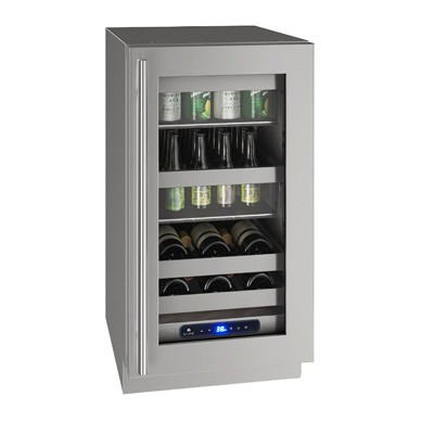 U-Line UHBV518-SG01A - Undercounter Refrigerator, 17-3/4'W, 3.7 cu. ft., (1) glass door, stainless steel exterior 