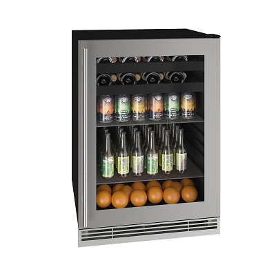U-Line UHBV124-SG01A - Undercounter Refrigerator, 24'W, (1) glass door with stainless steel frame 