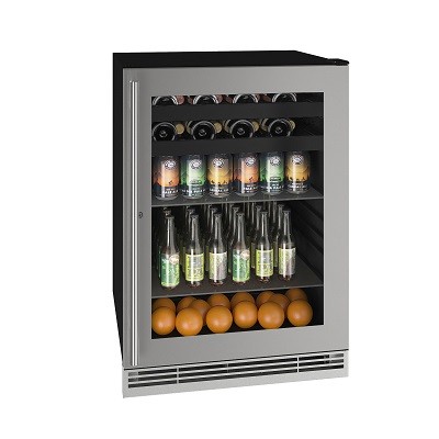 U-Line UHBV124-SG31A - Undercounter Refrigerator, 24'W, (1) glass door with stainless steel frame 