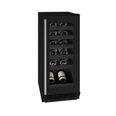 U-Line UHWC115-BG01A - Wine Refrigerator, 15'W, 3.0 cu. ft., (1) glass door with black frame 