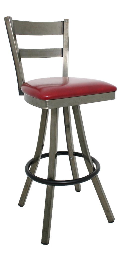 Vitro 600-LSC-250 BS - Legends Stool, 41' H, Horizontal Metal Slat Back, Swivel, Grade 5 