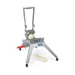 Slices whole onions and other firm vegetables in one stroke. 